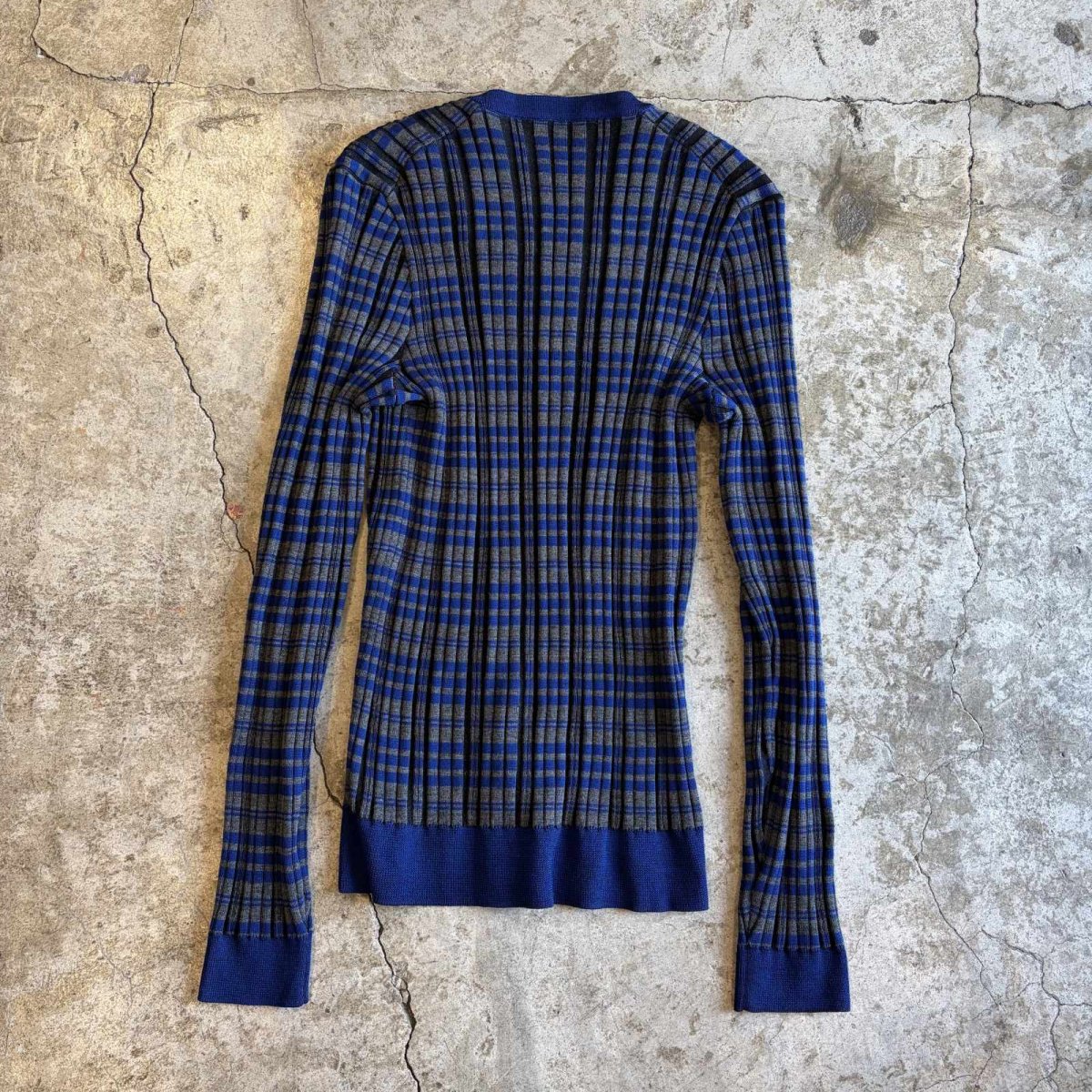 画像2: BODER PATTERN RIB DESIGN COLOR L/S TOPS / Ladies M (2)