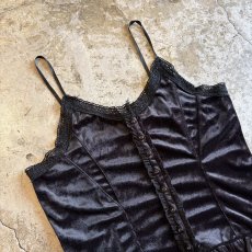画像3: VELVET FRONT BUTTON BLACK COLOR LINGERIE DESIGN CAMISOLE / Ladies M (3)