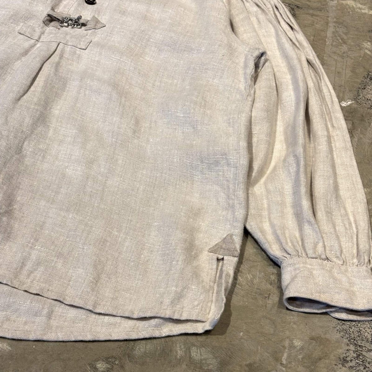 画像6: HALF BUTTON & HOOK UP LINEN L/S TOPS / Mens XL (6)