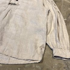 画像6: HALF BUTTON & HOOK UP LINEN L/S TOPS / Mens XL (6)