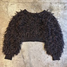 画像2: 2TONE COLOR LOOP FRINGE DESIGN KNIT SHORT CARDIGAN / Ladies M (2)