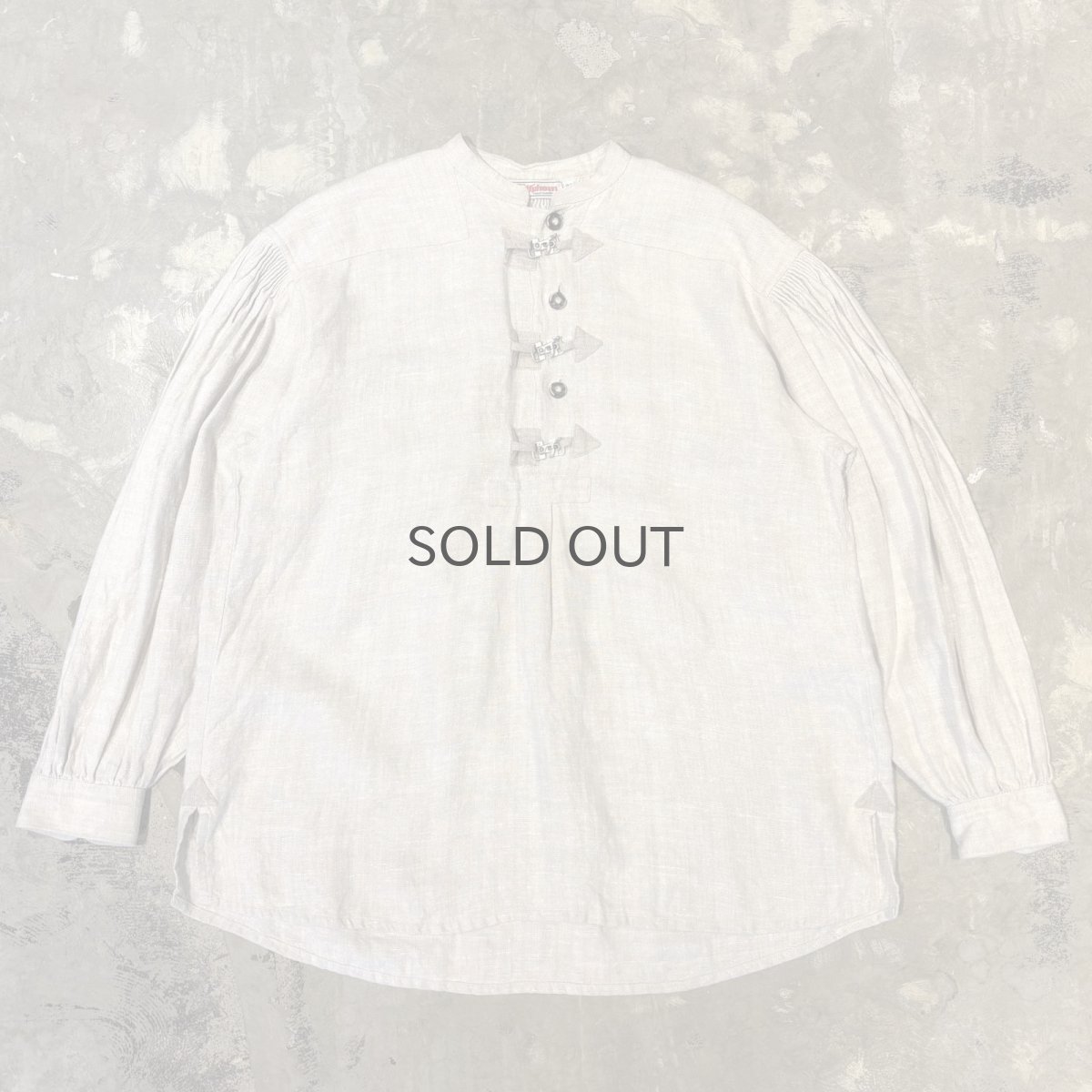 画像1: HALF BUTTON & HOOK UP LINEN L/S TOPS / Mens XL (1)