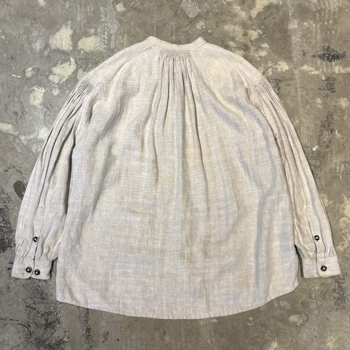 画像2: HALF BUTTON & HOOK UP LINEN L/S TOPS / Mens XL (2)