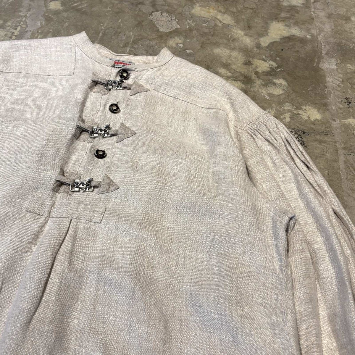 画像4: HALF BUTTON & HOOK UP LINEN L/S TOPS / Mens XL (4)