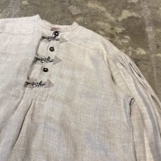 画像4: HALF BUTTON & HOOK UP LINEN L/S TOPS / Mens XL (4)