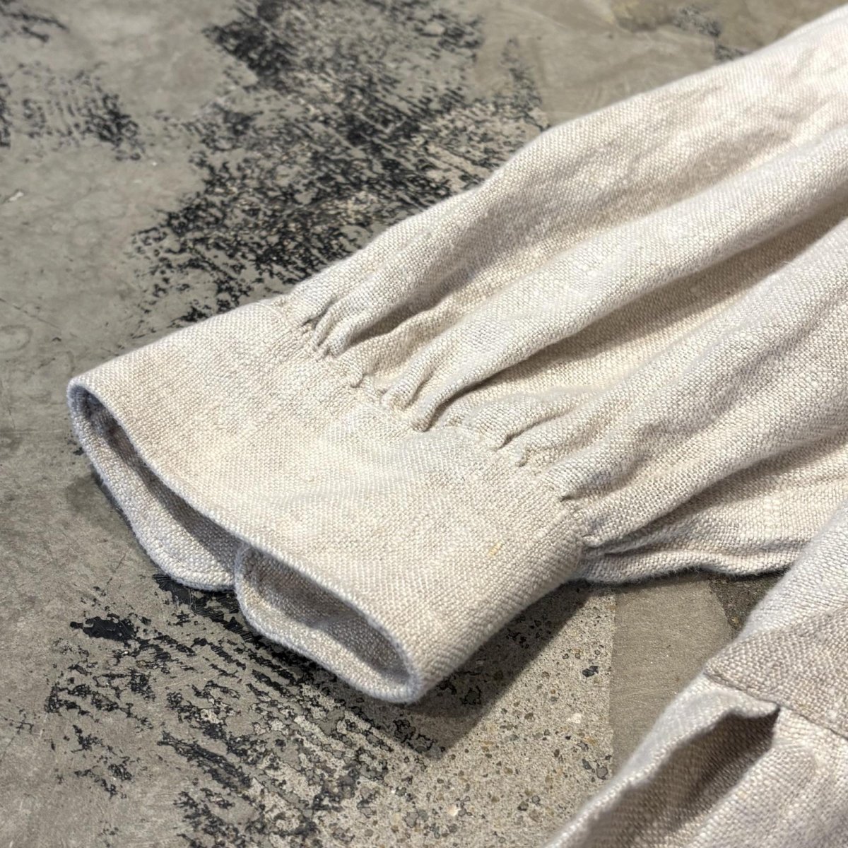 画像7: HALF BUTTON & HOOK UP LINEN L/S TOPS / Mens XL (7)