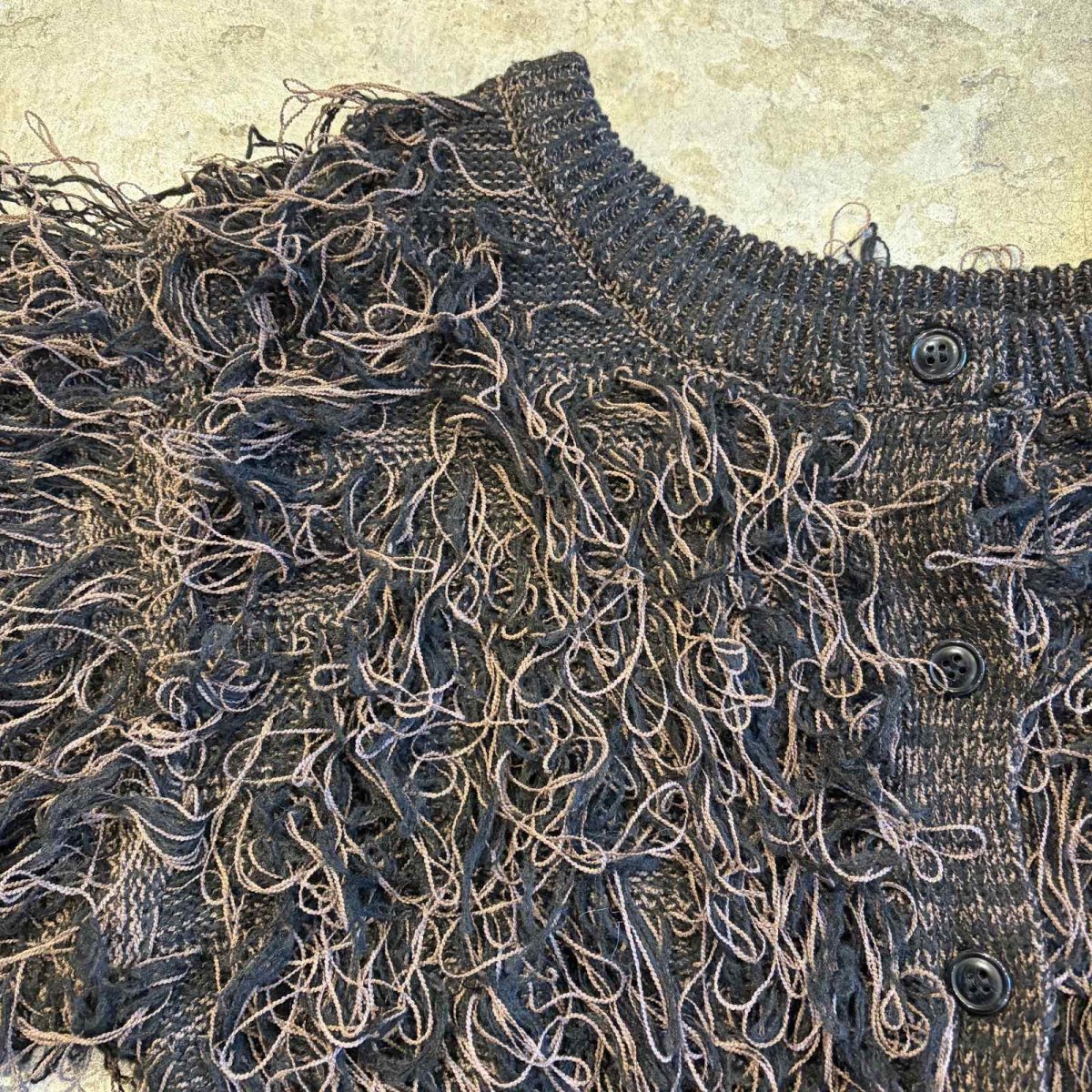 画像8: 2TONE COLOR LOOP FRINGE DESIGN KNIT SHORT CARDIGAN / Ladies M (8)