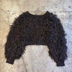 画像1: 2TONE COLOR LOOP FRINGE DESIGN KNIT SHORT CARDIGAN / Ladies M (1)