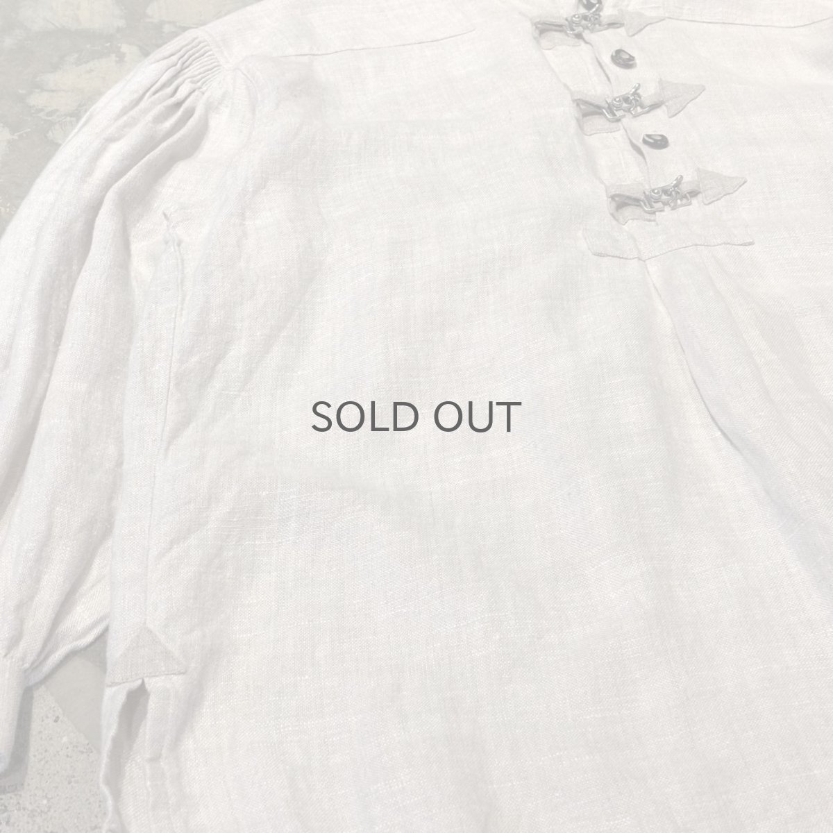 画像5: HALF BUTTON & HOOK UP LINEN L/S TOPS / Mens XL (5)