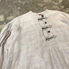 画像3: HALF BUTTON & HOOK UP LINEN L/S TOPS / Mens XL (3)
