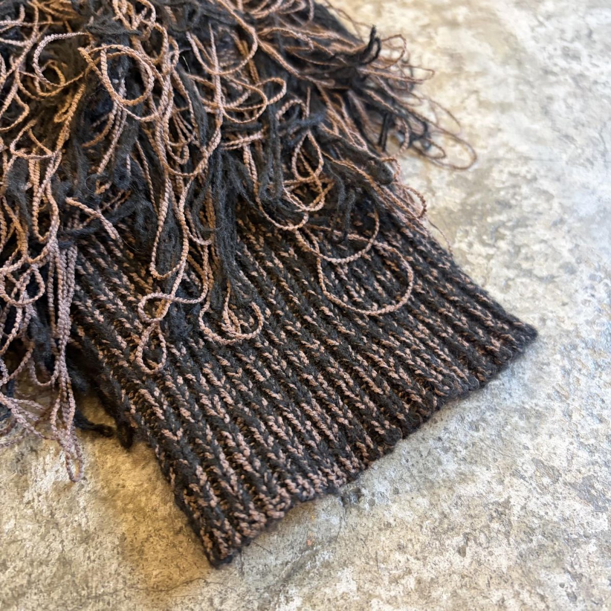 画像6: 2TONE COLOR LOOP FRINGE DESIGN KNIT SHORT CARDIGAN / Ladies M (6)