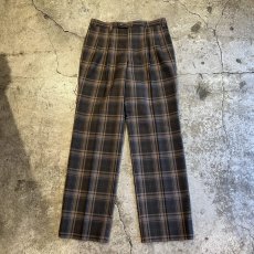 画像1: 2 TUCK DESIGN TARTAN CHECK PATTERN SLACKS PANTS / W31 (1)