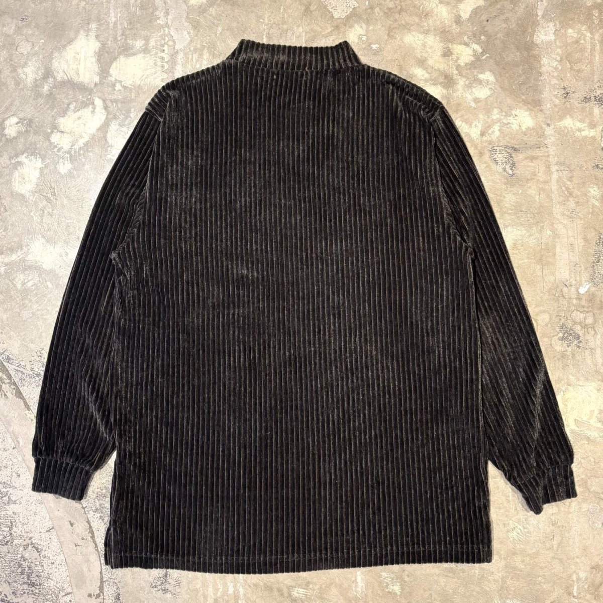 画像2: DARK OLIVE COLOR MOCK NECK VELOUR RIB L/S TOPS / Mens M(L) (2)