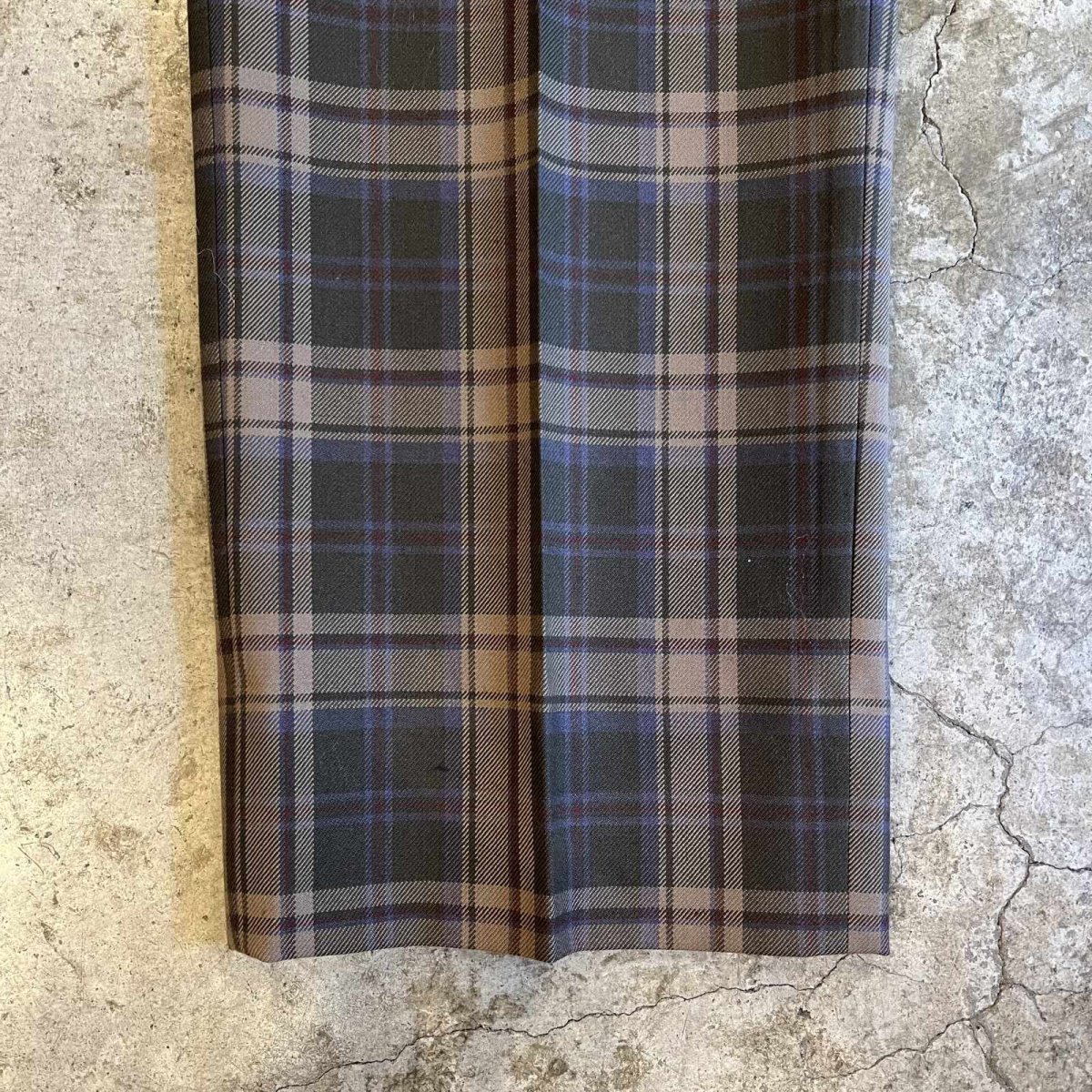 画像5: 2 TUCK DESIGN TARTAN CHECK PATTERN SLACKS PANTS / W31 (5)