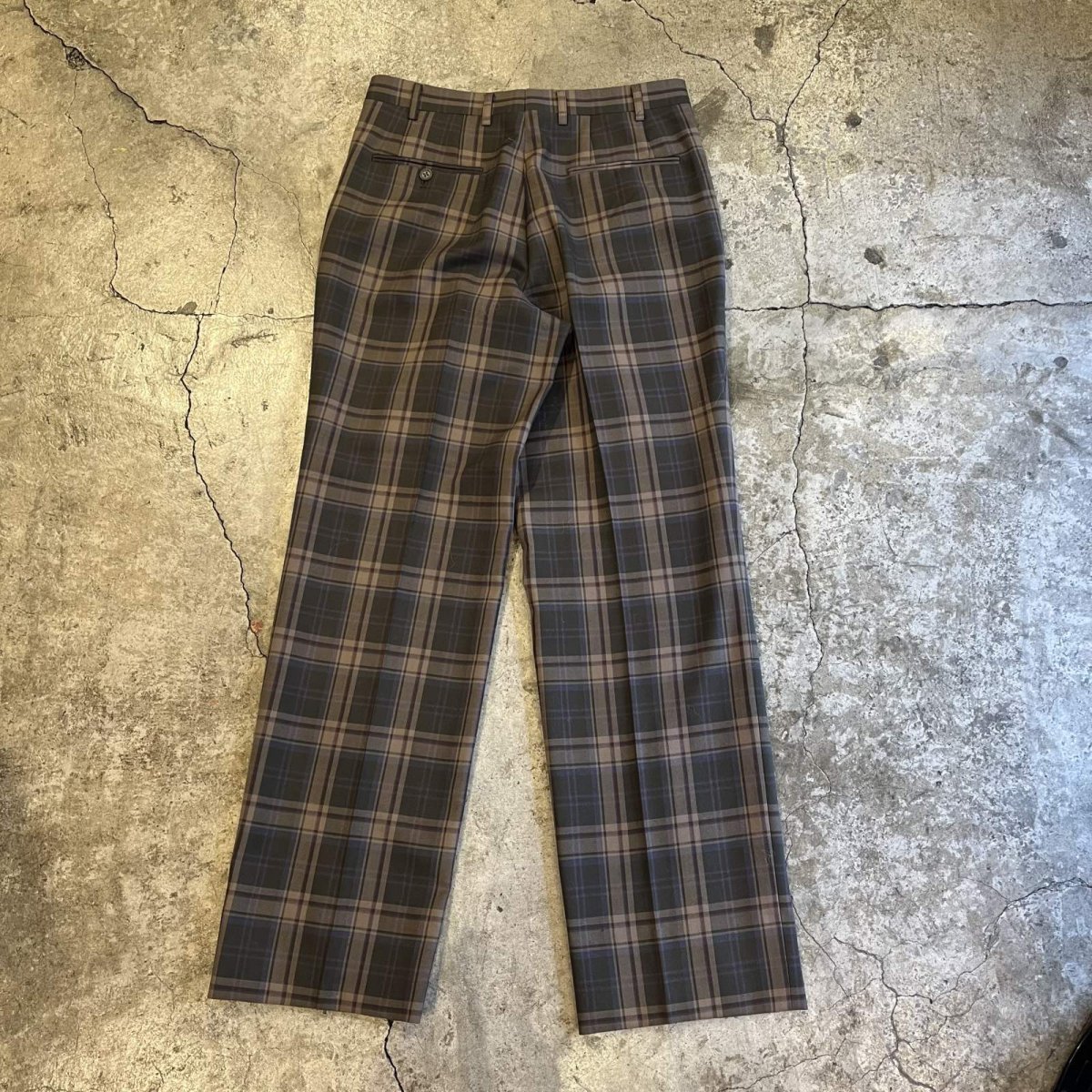 画像2: 2 TUCK DESIGN TARTAN CHECK PATTERN SLACKS PANTS / W31 (2)