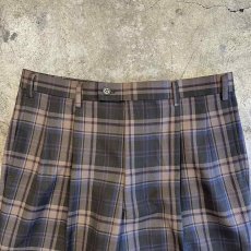 画像7: 2 TUCK DESIGN TARTAN CHECK PATTERN SLACKS PANTS / W31 (7)