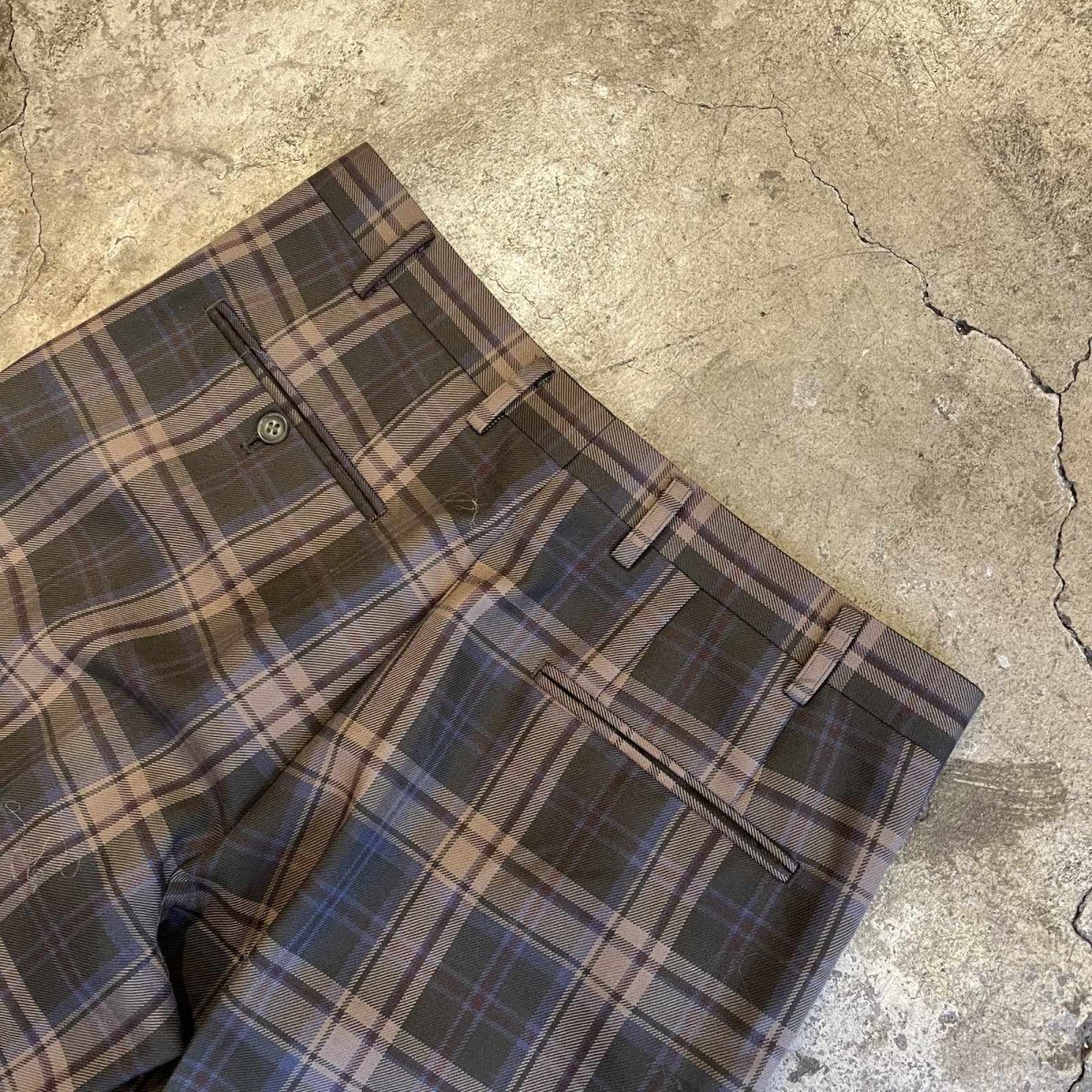 画像11: 2 TUCK DESIGN TARTAN CHECK PATTERN SLACKS PANTS / W31 (11)