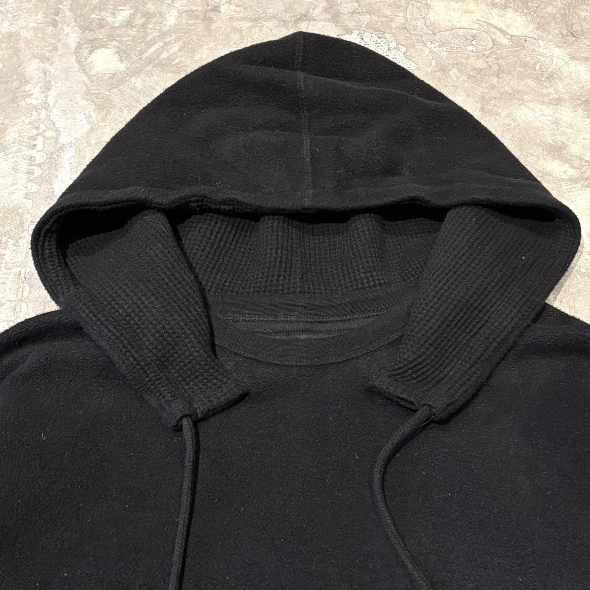 画像10: SLEEVE LOGO EMBROIDERY BLACK COLOR THERMAL HOODIE SWEAT / Mens M (10)
