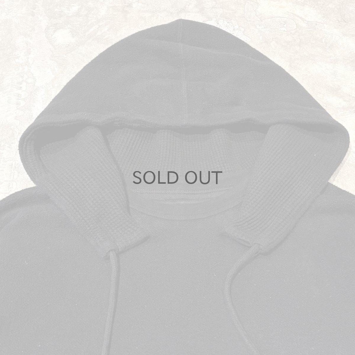 画像10: SLEEVE LOGO EMBROIDERY BLACK COLOR THERMAL HOODIE SWEAT / Mens M (10)