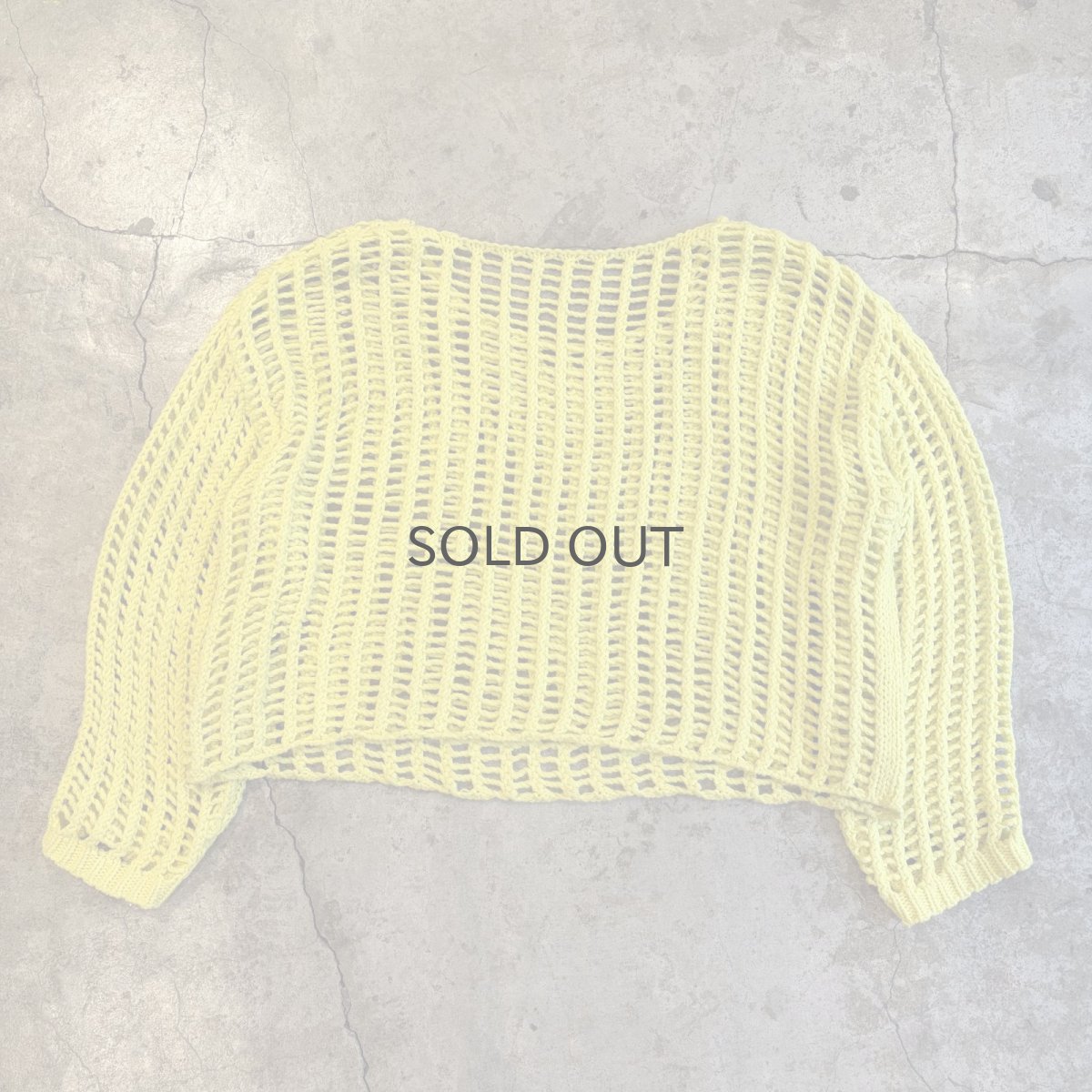 画像2: YELLOW COLOR CROCHET SHORT DESIGN KNIT L/S TOPS / Ladies FREE (2)