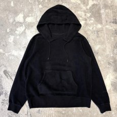 画像1: SLEEVE LOGO EMBROIDERY BLACK COLOR THERMAL HOODIE SWEAT / Mens M (1)