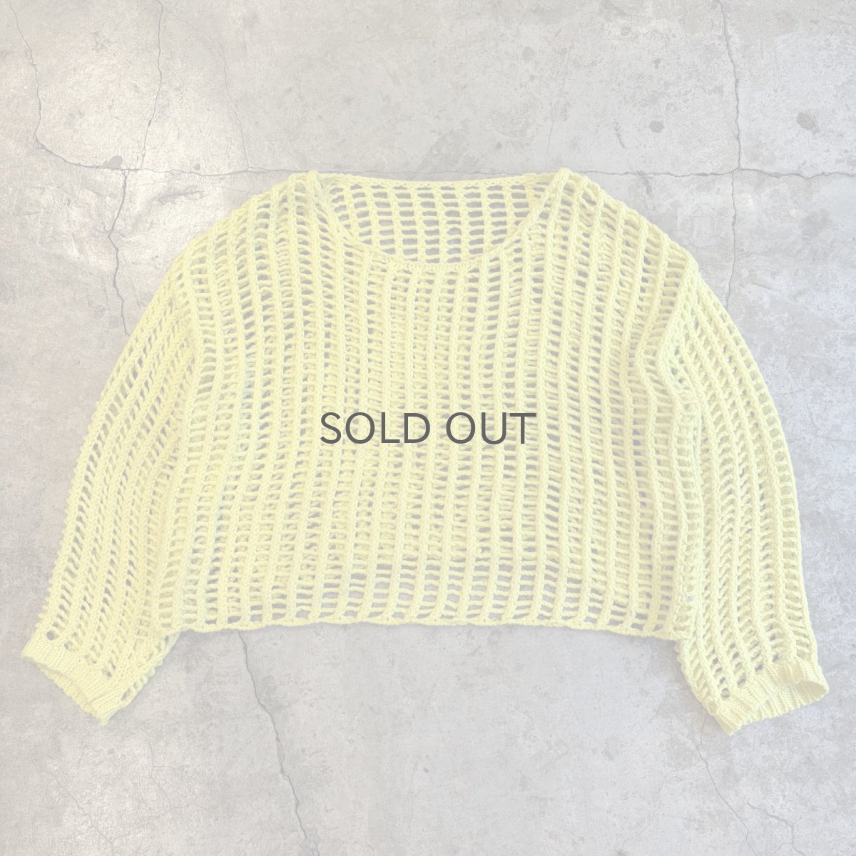 画像1: YELLOW COLOR CROCHET SHORT DESIGN KNIT L/S TOPS / Ladies FREE (1)