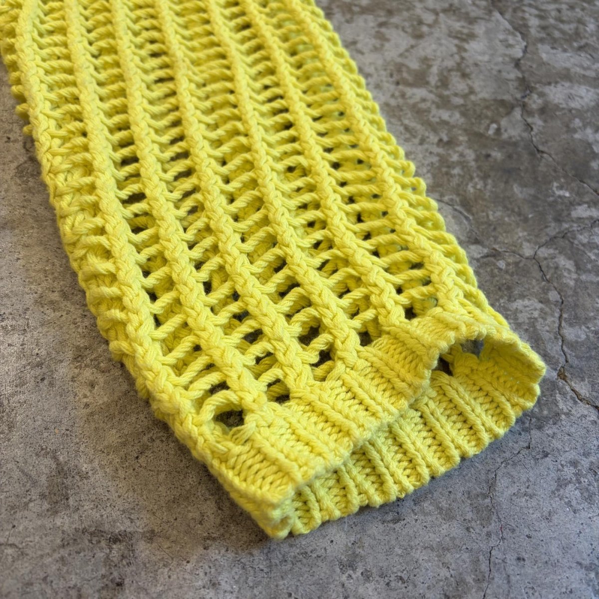 画像9: YELLOW COLOR CROCHET SHORT DESIGN KNIT L/S TOPS / Ladies FREE (9)