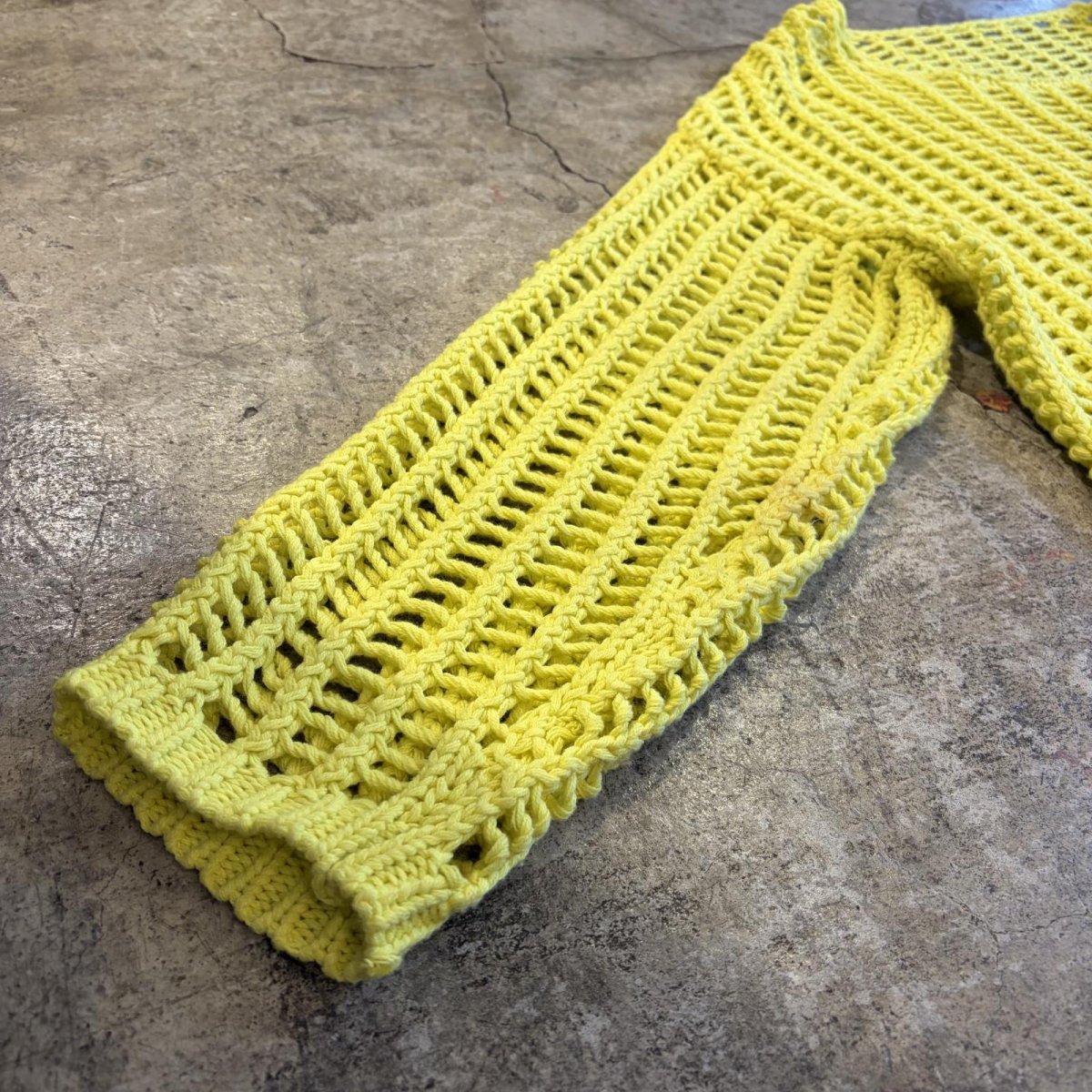 画像4: YELLOW COLOR CROCHET SHORT DESIGN KNIT L/S TOPS / Ladies FREE (4)