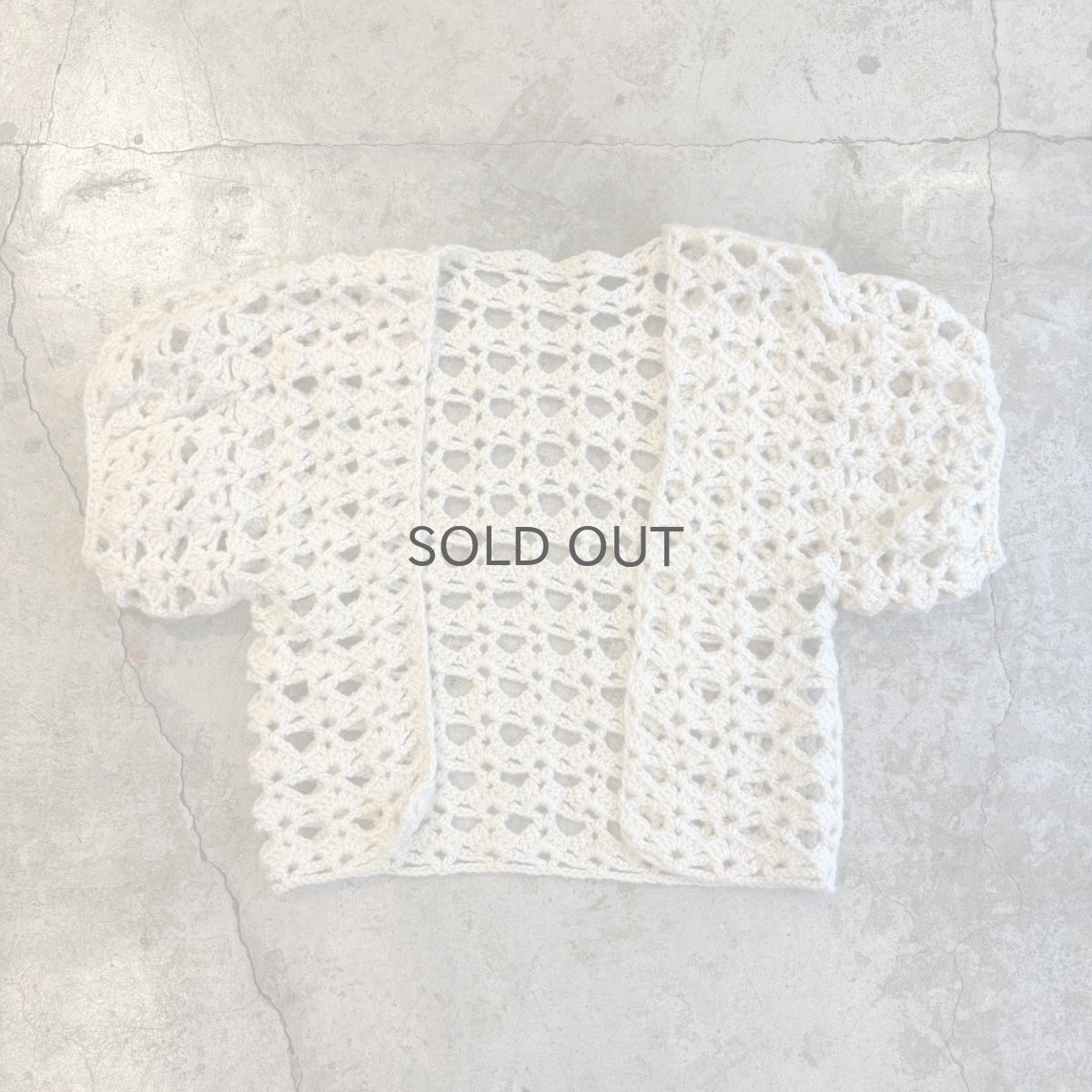 画像1: SHORT SLEEVE CROCHET KNIT DESIGN BOLERO CARDIGAN / Ladies M (1)
