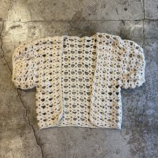 画像1: SHORT SLEEVE CROCHET KNIT DESIGN BOLERO CARDIGAN / Ladies M (1)