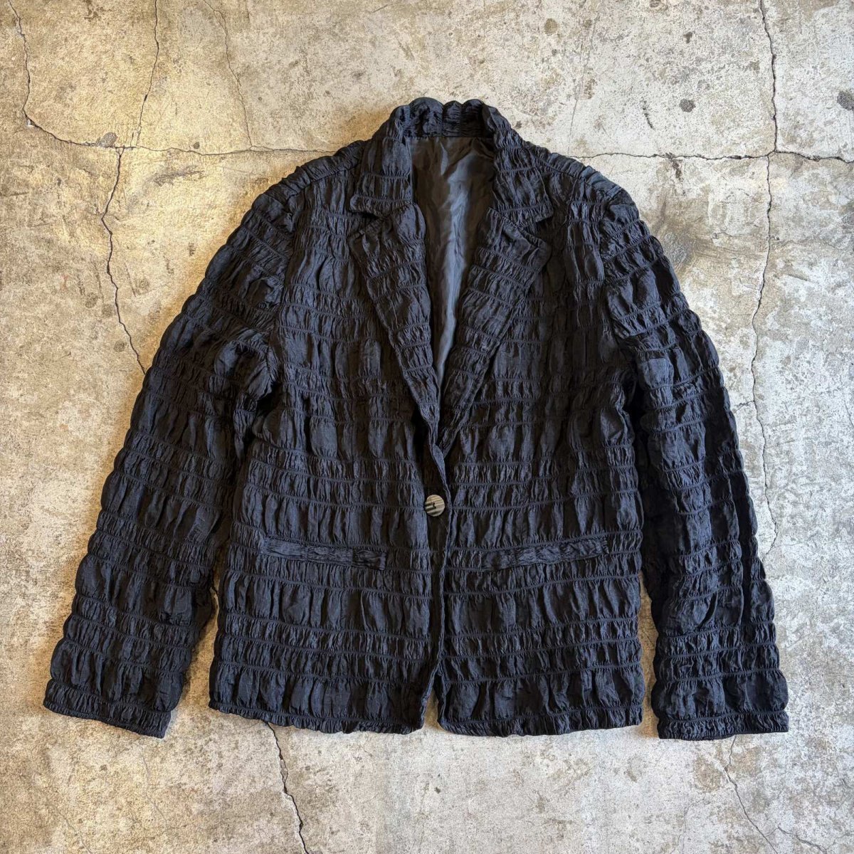 画像1: EMBOSS GATHER DESIGN TAILORED JACKET / Ladies M (1)