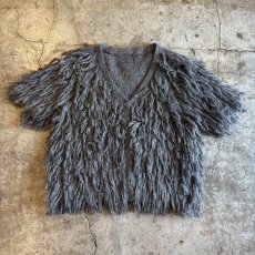 画像1: POINT GITTER LOOP FRINGE DESIGN KNIT S/S CARDIGAN / Ladies L (1)