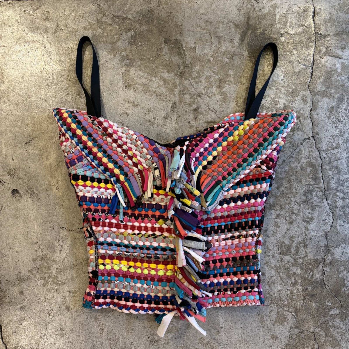画像1: MIX MATERIAL BRAID COLOR FRINGE DESIGN BUSTIER / Ladies S / MADE IN USA (1)