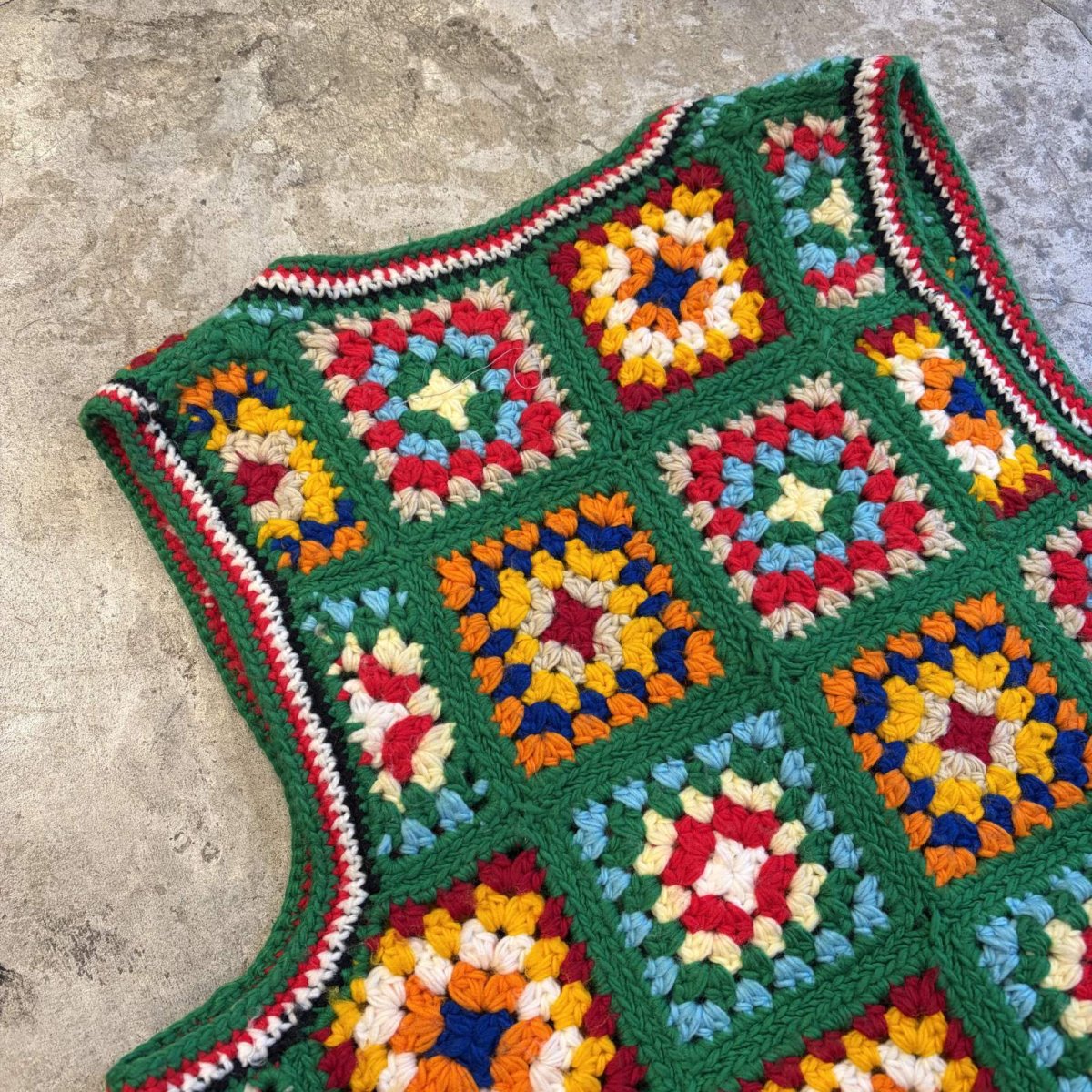 画像9: FFRONT BUTTON DESIGN COLOR CROCHET VEST / Ladies M (9)