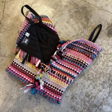 画像8: MIX MATERIAL BRAID COLOR FRINGE DESIGN BUSTIER / Ladies S / MADE IN USA (8)