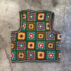 画像2: FFRONT BUTTON DESIGN COLOR CROCHET VEST / Ladies M (2)