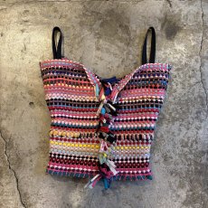 画像2: MIX MATERIAL BRAID COLOR FRINGE DESIGN BUSTIER / Ladies S / MADE IN USA (2)