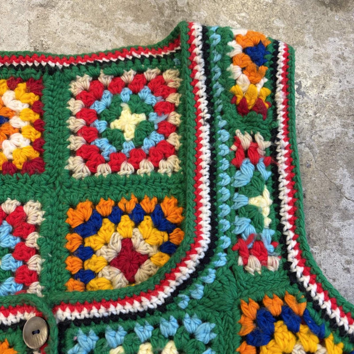 画像6: FFRONT BUTTON DESIGN COLOR CROCHET VEST / Ladies M (6)