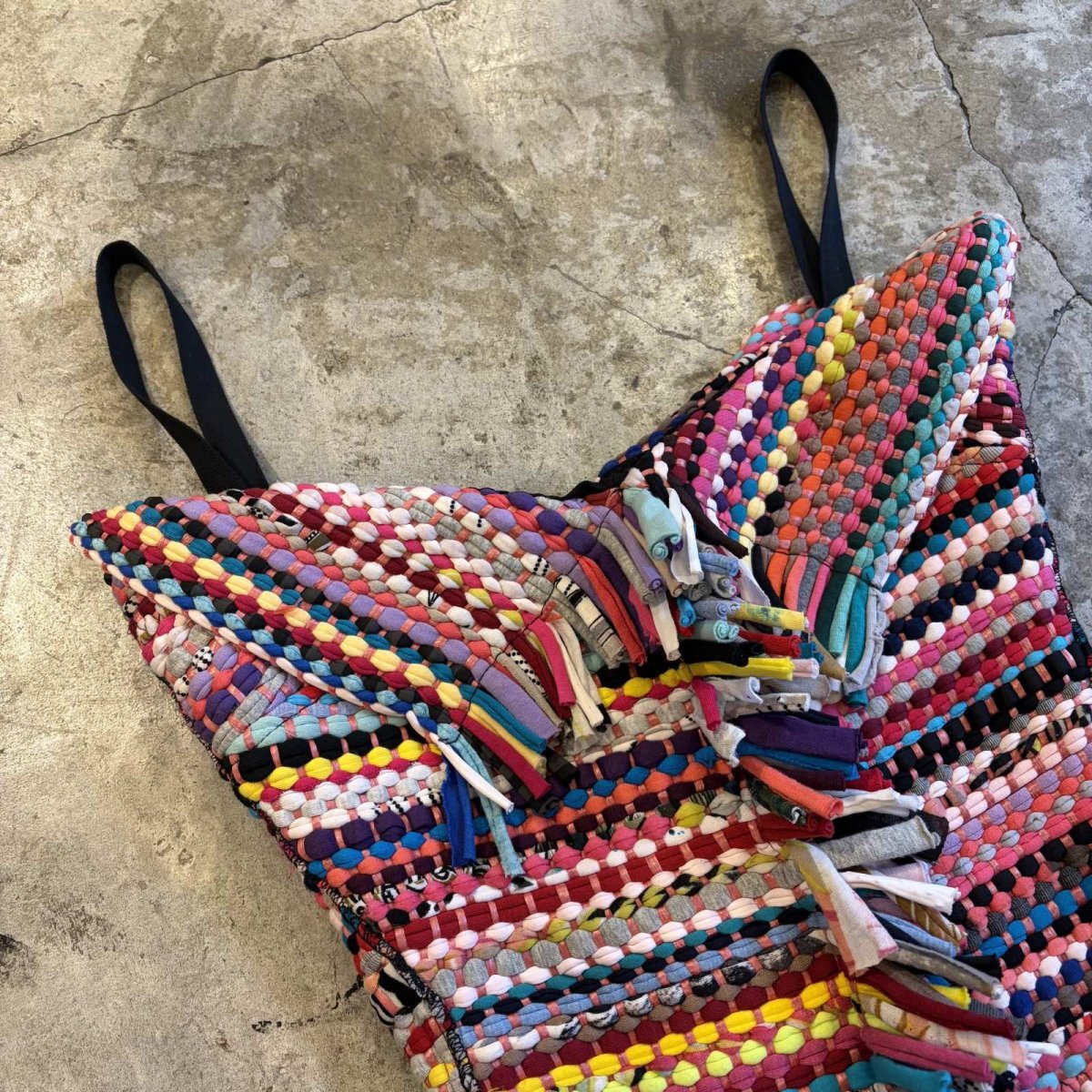 画像3: MIX MATERIAL BRAID COLOR FRINGE DESIGN BUSTIER / Ladies S / MADE IN USA (3)