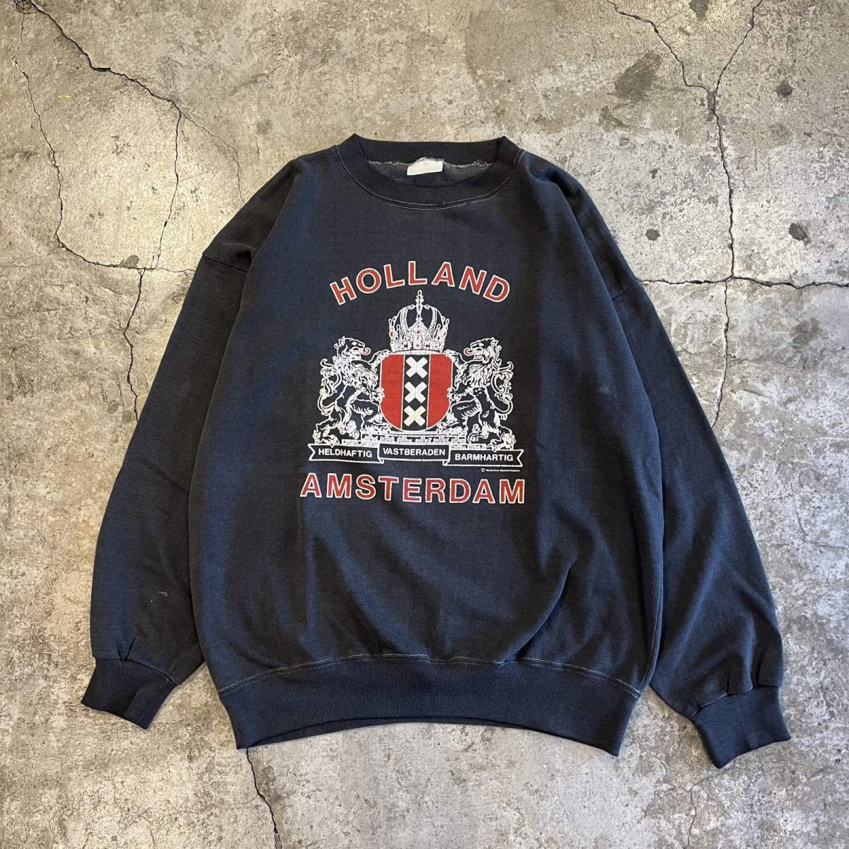 画像1: 90's BLACK COLOR FRONT "AMSTERDAM" DESIGN L/S SWEAT / Ladies L  (1)