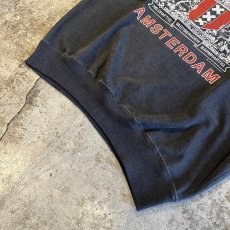 画像4: 90's BLACK COLOR FRONT "AMSTERDAM" DESIGN L/S SWEAT / Ladies L  (4)