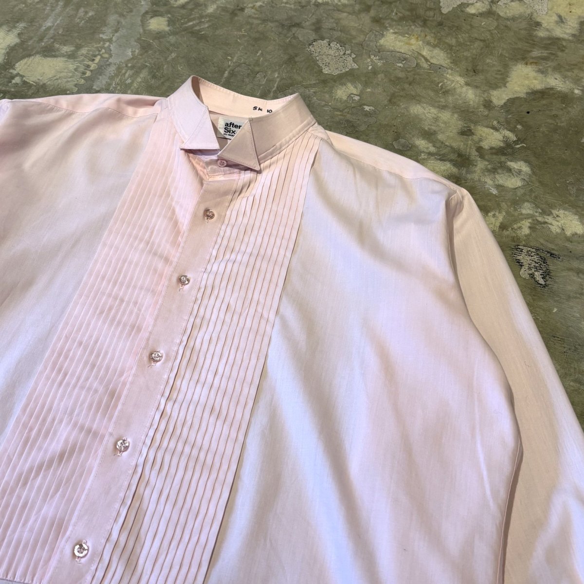 画像4: FRONT PLEATED PINK COLOR DRESS L/S SHIRT / Mens XL (4)