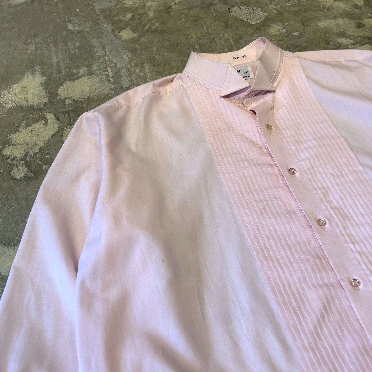 画像3: FRONT PLEATED PINK COLOR DRESS L/S SHIRT / Mens XL (3)