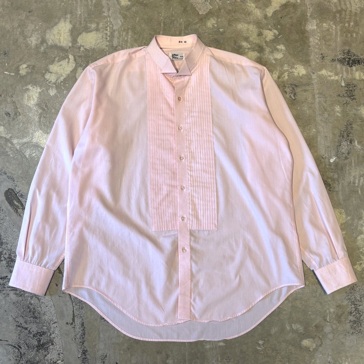 画像1: FRONT PLEATED PINK COLOR DRESS L/S SHIRT / Mens XL (1)