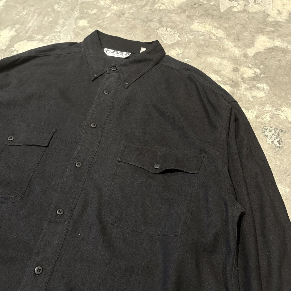 画像4: 2POCKET BLACK COLOR SILK L/S SHIRT / Mens XL (4)