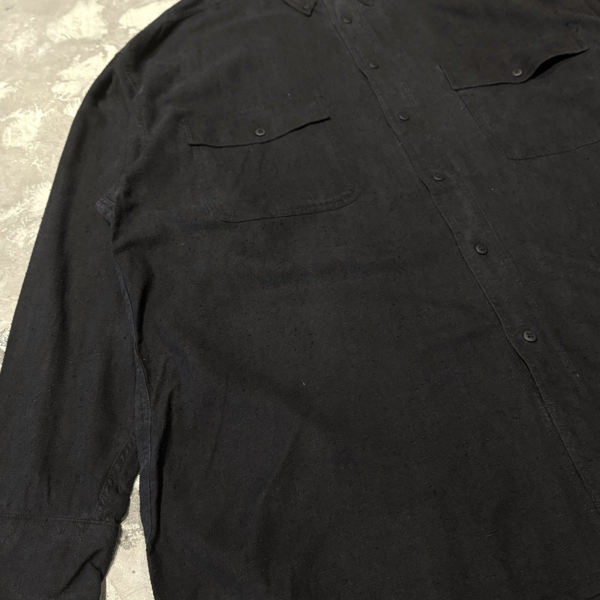 画像5: 2POCKET BLACK COLOR SILK L/S SHIRT / Mens XL (5)