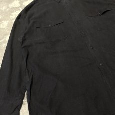 画像5: 2POCKET BLACK COLOR SILK L/S SHIRT / Mens XL (5)