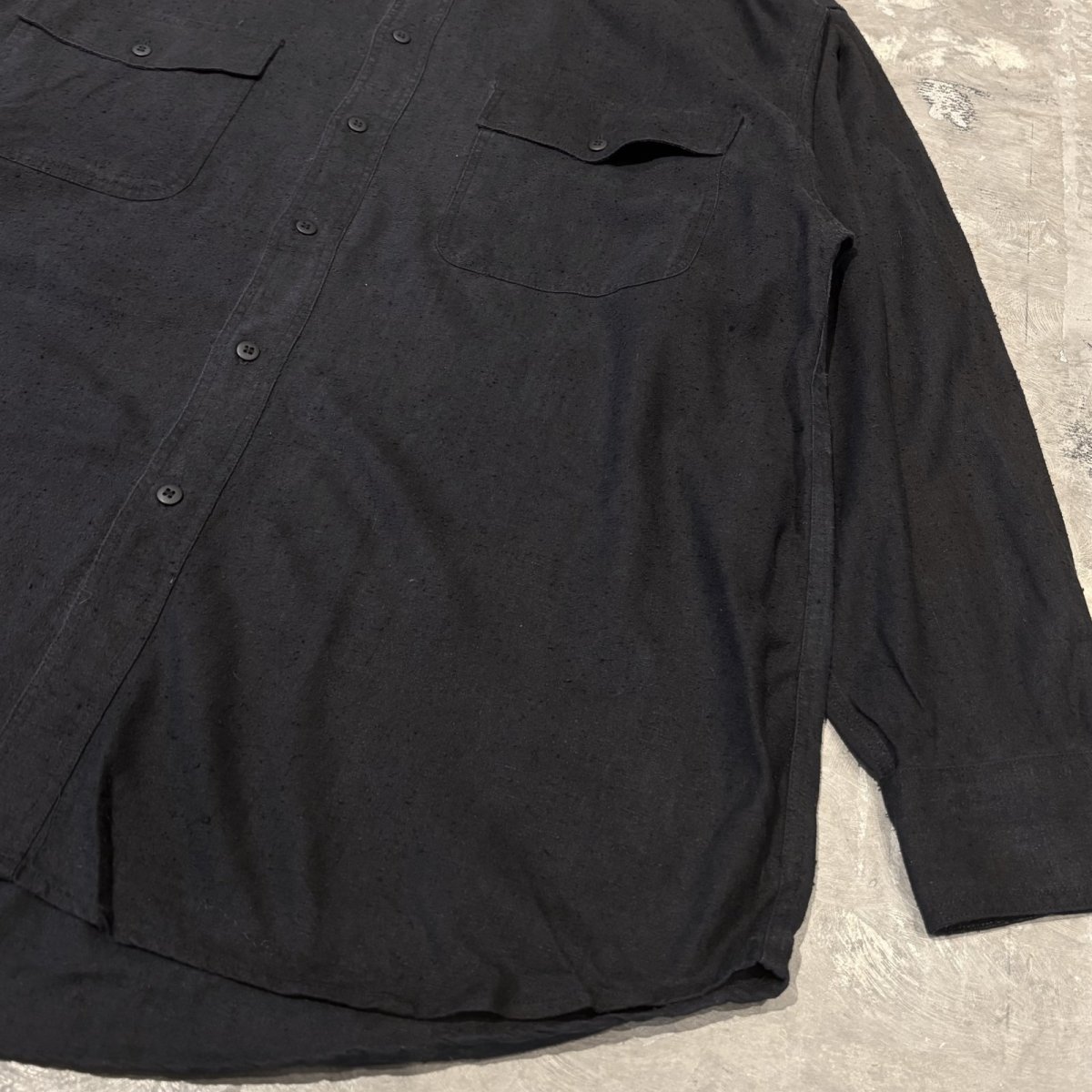 画像6: 2POCKET BLACK COLOR SILK L/S SHIRT / Mens XL (6)