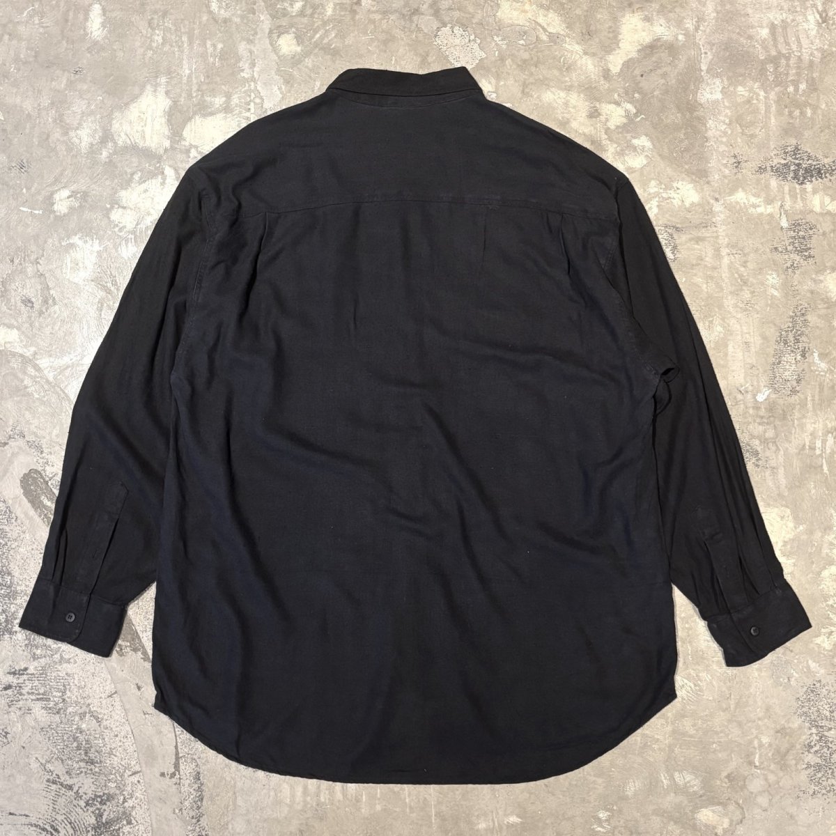 画像2: 2POCKET BLACK COLOR SILK L/S SHIRT / Mens XL (2)