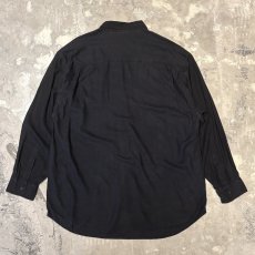 画像2: 2POCKET BLACK COLOR SILK L/S SHIRT / Mens XL (2)